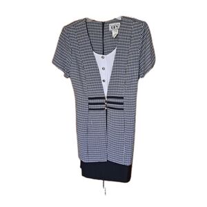 Vintage DBY Blue & White Checkers Back Zip dress With Adjustable Tie size 5